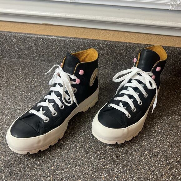 Converse All Star Lugged Counter Climate Chunky Sneaker Women Sz 8 Black Leather - Picture 3 of 11